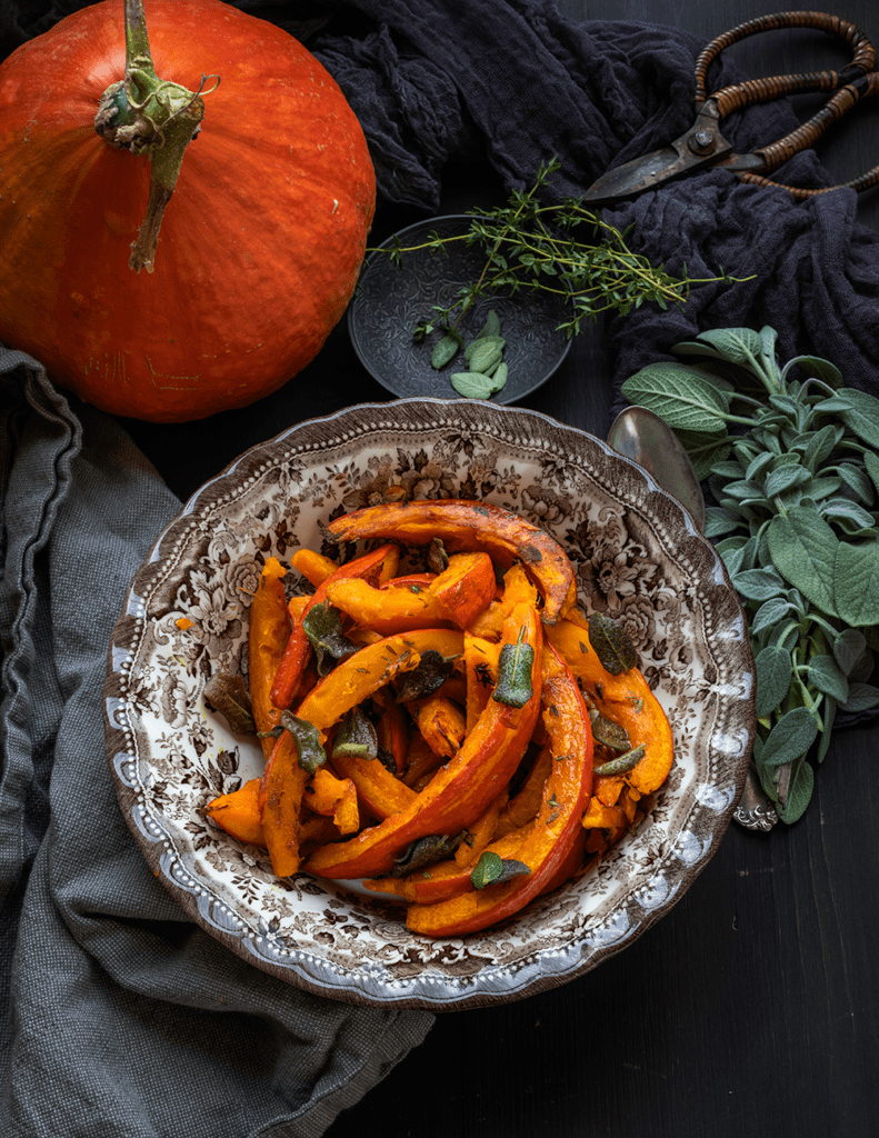 Roasted Potimarron (Kuri) Pumpkin with Brown Butter Sage